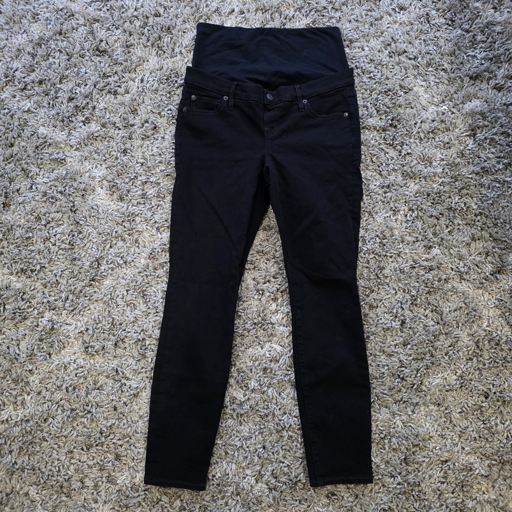 Maternity Skinny Pants with Overband in Black